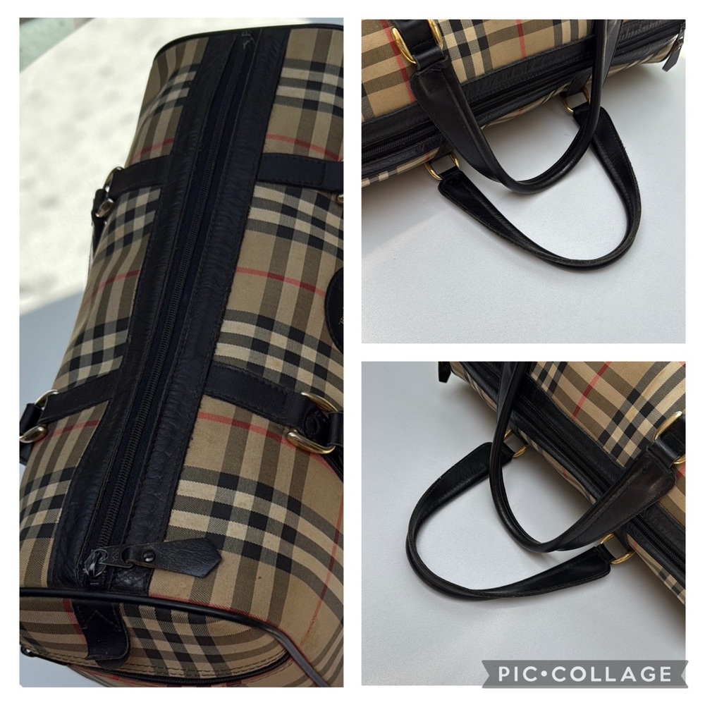 Authentic Burberry Horse Nova Check Leather & Canvas Large Boston Bag - Picture 10 of 15